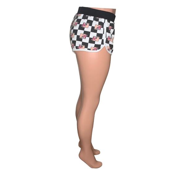 M TV Graphic Plaid Logo Shorts Size L Black and White - Picture 4 of 7